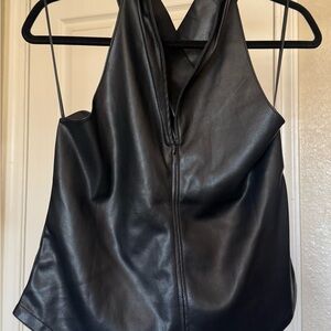 Vici Black Leather Halter Top